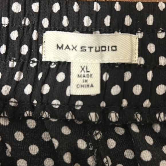 NWOT Max Studio Women Black/White Polka Dot Stretchy Wide Leg crop Pants - Picture 9 of 9